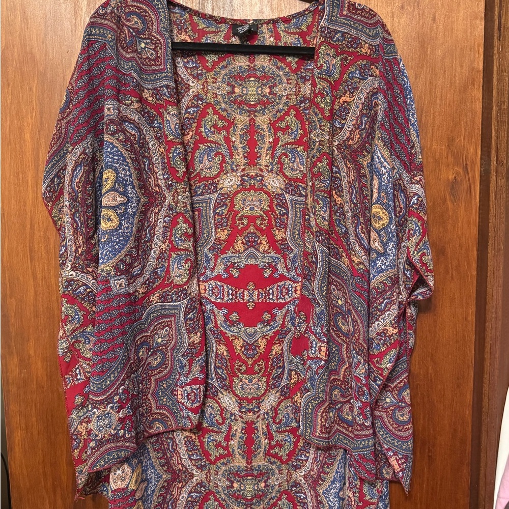 Rue21 Red and Blue Paisley Kimono - Size XL - Picture 2 of 4
